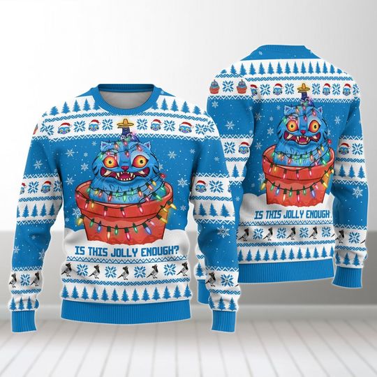 Blue Tiger Christmas Sweater, Red Santa Tiger Sweater, Derpy Tiger Christmas Shirt, Holiday Sweater, Cute Kawaii Kids Gift, Xmas Gifts