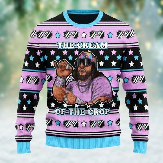 Discover Macho Man Ugly Christmas Sweater, The Cream Of The Crop Sweater, Randy Savage Christmas Sweatshirt, Xmas Gift