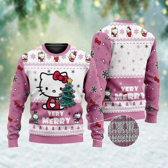 Hello Kitty Ugly Christmas Sweater Christmas, Kitty Cat Xmas Sweater, Kitty Very Merry Xmas Sweater