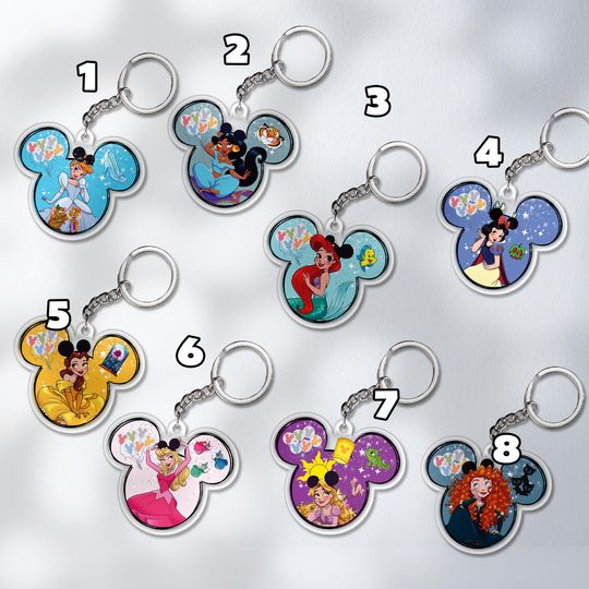 Discover Disney Princess Acrylic Keychain, Disney Cutout Keychain, Personalized Christmas Keychain, Princess Keychain Gift SK4K33