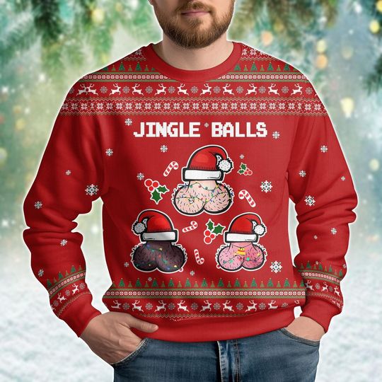 Discover Jingle Balls Ugly Christmas Sweater, Adult Humor Xmas Sweater, Funny Christmas Sweatshirt, Santa Claus Sweater, Xmas Party Gift