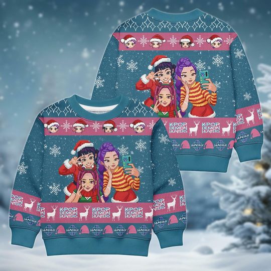 Discover Rumi Mira Zoey Christmas Sweater, Saja Girl Xmas Sweater, Kpop Holiday Sweater For Men Women Kids, Sweater For Women Men, Cute Gift