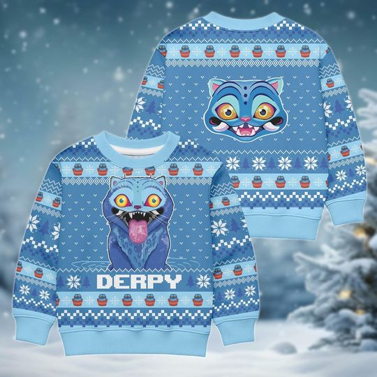 Discover Derpy Tiger Christmas Sweater, Blue Tiger Xmas Sweater, Kpop Christmas Shirt, Movie Holiday Sweater, Christmas Gift For Men Women Kids