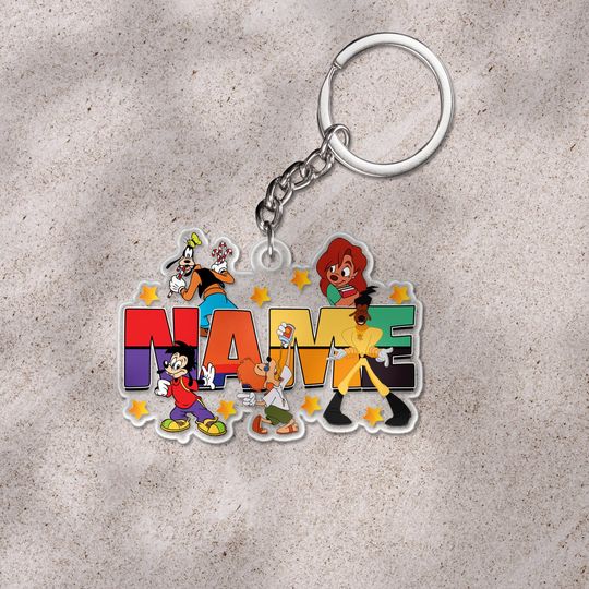 Discover Custom Name A Goofy Movie Characters Birthday Keychain, Custom Name Keychain, Disneyland Family Christmas Keychain Gift SK4Q46