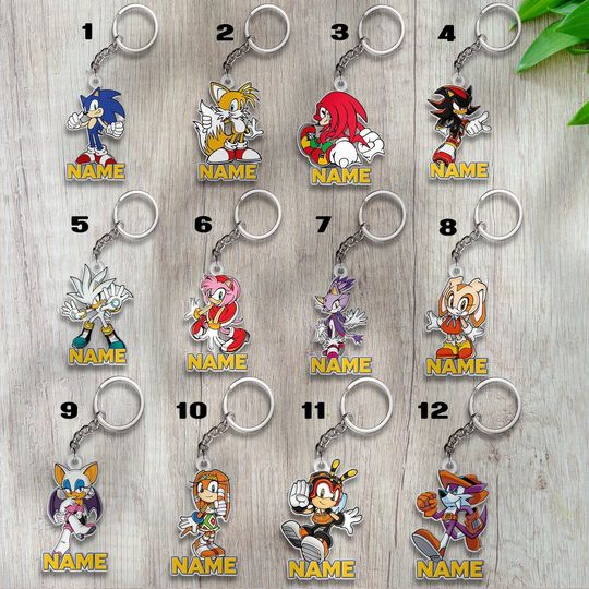 Sonic Acrylic Keychain, Disney Cutout Keychain, Personalized Christmas Keychain