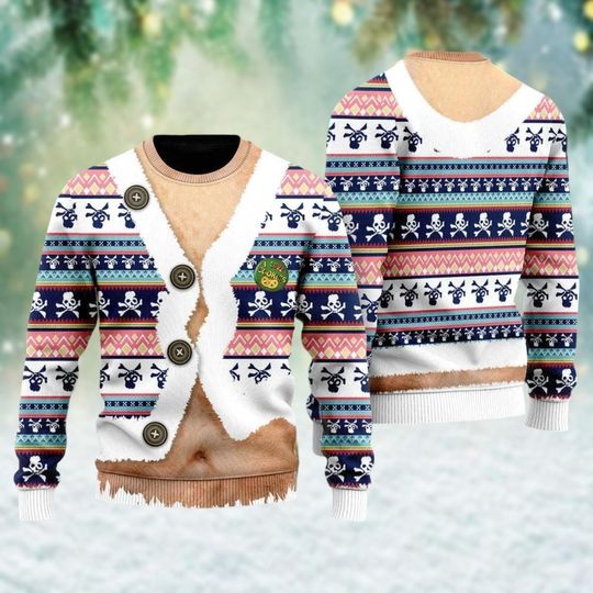 Faux Real Realistic Ugly Christmas Sweater, Meme Xmas Sweater, Bad Santa Holiday Sweater, Caucasian Sweatshirt, Xmas Party Gift