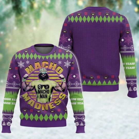 Discover Macho Man Ugly Christmas Sweater, Randy Savage Xmas Sweater, The Cream Of The Crop Christmas Sweatshirt, Macho Madnes Shirt