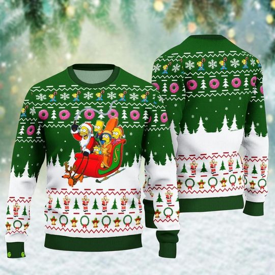 The Simpsons Ugly Christmas Sweater, Simpsons Santa Sweater, Simpsons Family Xmas Sweater, Christmas Tree Sweater, Christmas Gift