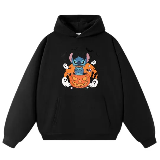 Stitch Halloween-themed Hoodie, Unisex Trendy Street-style Loose Pullover