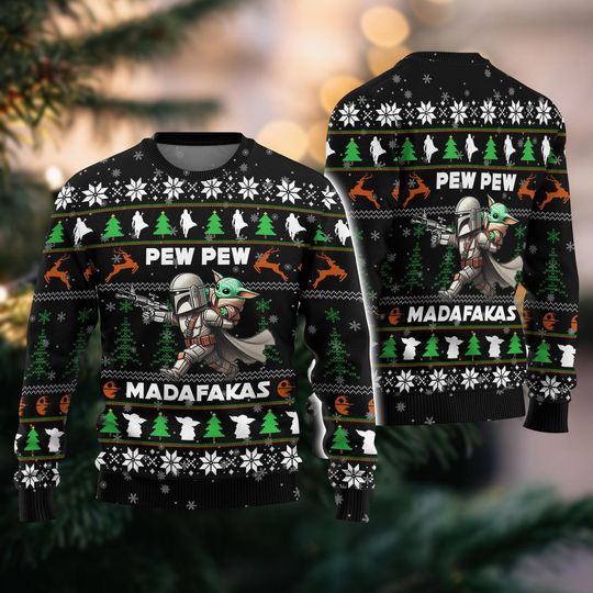 Discover The Mandalorian And Baby Yoda Ugly Christmas Sweater, Star Wars Xmas Sweater, Disney  Sweatshirt, Star Wars Holiday Gifts For Men Women