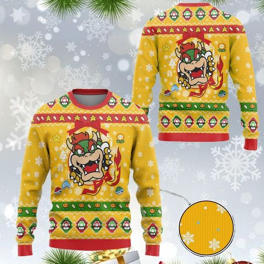 Super Mario Christmas Ugly Sweater, Bowser Ugly Sweater, Video Game Christmas Sweater, Funny Christmas Sweater, Christmas Party Gift