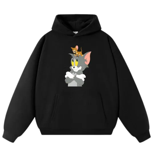 Discover Tom&Jerry Cartoon Print Casual Wear Unisex Hoodie, Cute Trendy Loose Sweatshirts