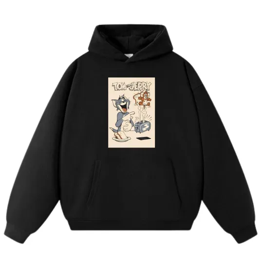 Tom and Jerry Fun Interaction Scene Sweatshirts| Unisex Trendy Loose Hoodie