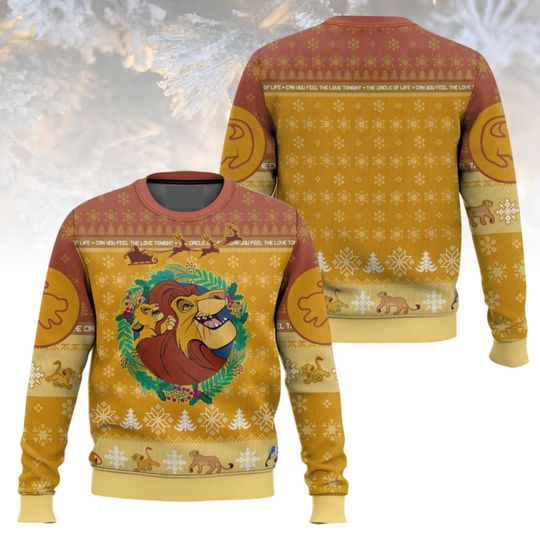 Discover Lion King Christmas Ugly Sweater, Simba Gift, The Lion King Knitted Holiday Sweater, Disney Character Christmas Gift