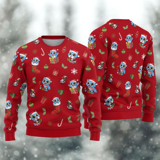 Christmas Derpy Tiger Costume Shirt, Demon Hunter Tiger Cosplay Ugly Sweater, Blue Tiger Ugly Xmas Sweater, Outfit For Xmas Party