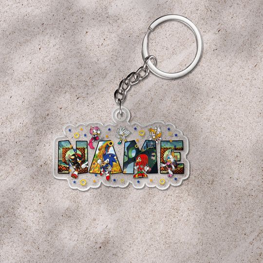 Personalized Sonic keychain, 2025 Christmas keychain, Christmas keychain