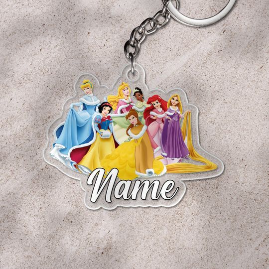 Discover Personalized Keychain Famous Princess Group, Animated Movie Xmas Keychain Shape, Customized 2025 Birthday Decor Gift For Kid SK4Q55