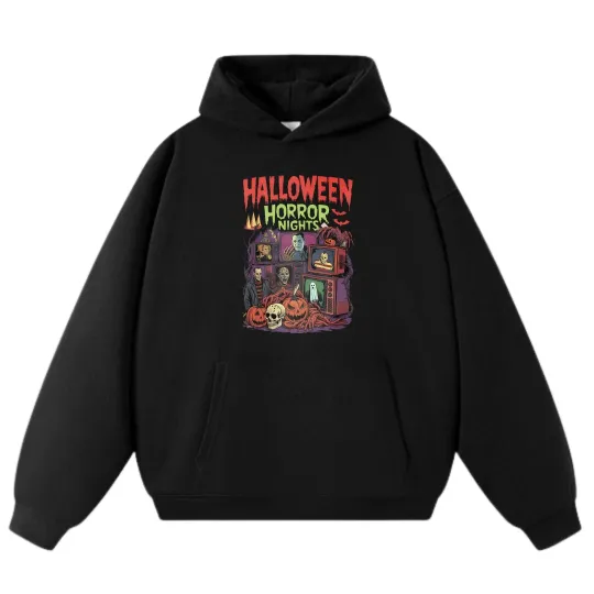 Discover Halloween HN Cartoon Hoodie,Unisex Casual Loose Sweatshirt|Black&Gray