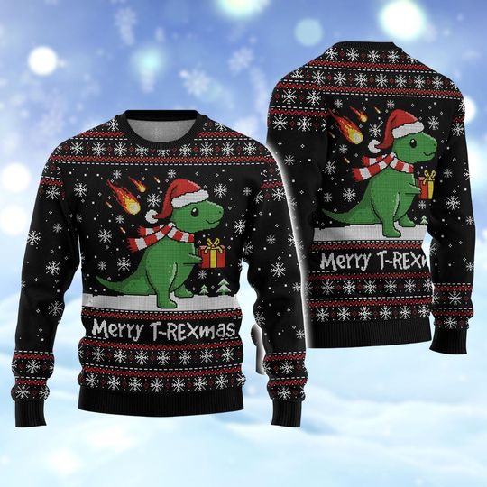 Discover T-Rex Dinosaur Ugly Christmas Sweater, Merry T-REXmas Ugly Sweatshirt, Cute Dino Xmas Sweater, Merry Christmas Sweater, Gift For Him