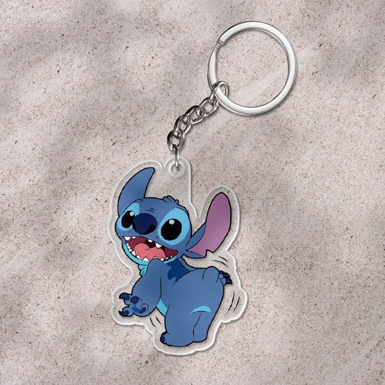 Discover Stitch And Angle Princess Acrylic Keychain, Disney Cutout Keychain, Personalized Keychain, Disney Lilo And Stitch Keychain Gift SK4K35