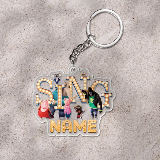 Discover Custom Sing keychain, Sing Movie Character keychain, Sing Christmas keychain, Personalized Christmas keychain, Baby's First Christmas UMAQ18