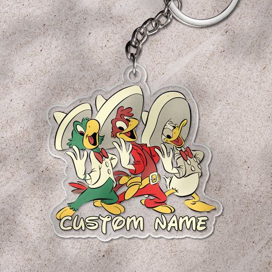 Custom Disney The Three Caballeros keychain, Donald Duck Panchito Jos keychain