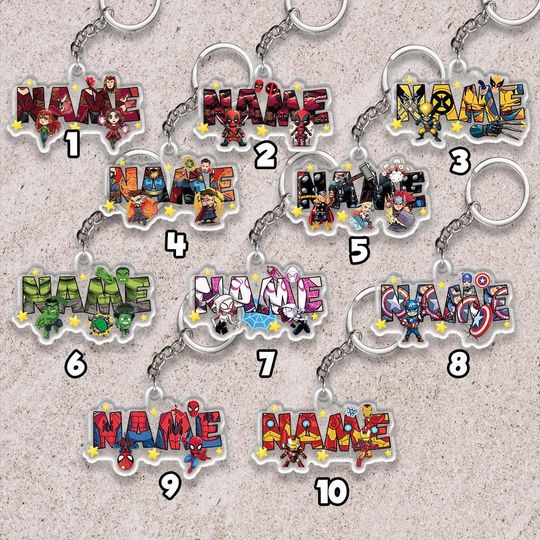 Discover Personalized Avengers Christmas keychain, Chibi Avengers keychain, Superhero Christmas keychain, Marvel keychain, Ceramic keychain UMAS16