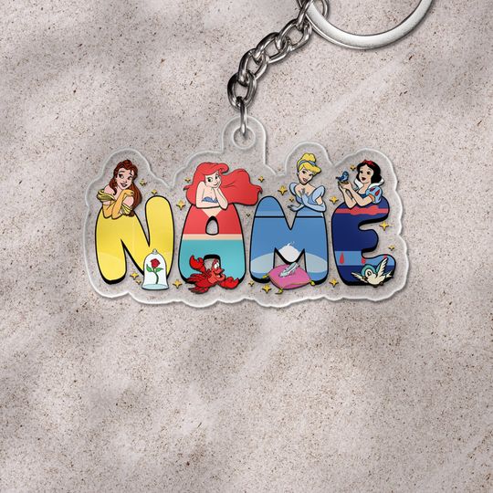Discover Personalized Princess Squad Alphabet Christmas Keychain, Custom Name Princess Team Christmas Tree, Princess Party Girl Xmas Gift SK4Q53