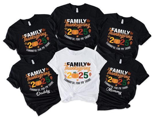 Family Thanksgiving 2025 Shirt: Thankful Tribe Pumpkin Tee