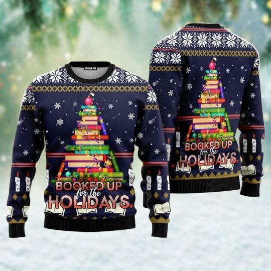 Discover All Booked For Christmas Sweater, Christmas Books Xmas Sweater, Book Lovers Christmas Sweatshirt, Librarian Gift, Xmas Party Gift