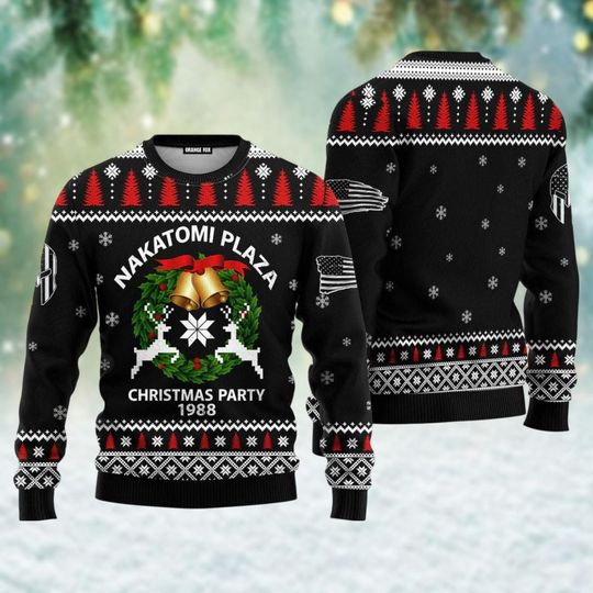 Nakatomi Plaza Christmas Party 1988 Ugly Sweater, Die Hard Xmas Sweater, Action Movie Sweater Men, Comedy Christmas Sweatshirt