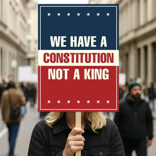 Discover No Kings In America Protest Sign, Anti-Trump Political Activist Poster