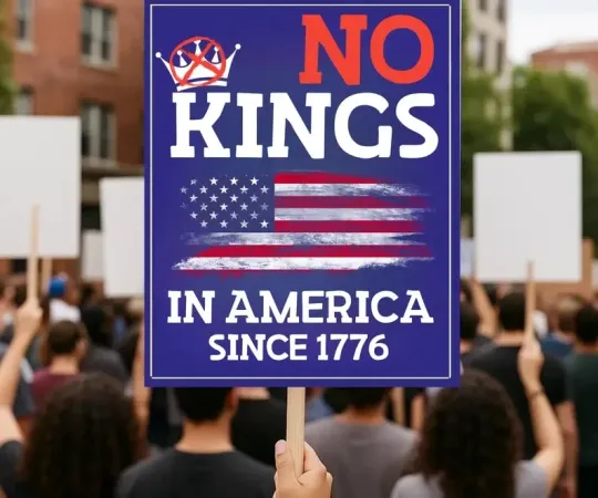 Discover No Kings In America Protest Sign, Anti-Trump, Political Activist Poster