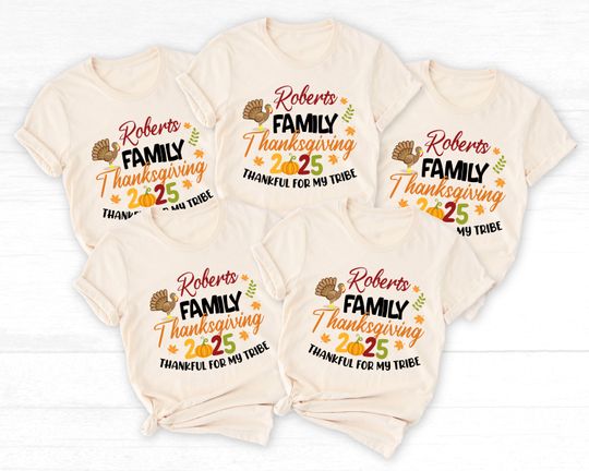 Discover Family Thanksgiving 2025 Shirts, Custom Thankful Tee, Fall Family Matching T-Shirt, Thanksgiving Gift Sweatshirt