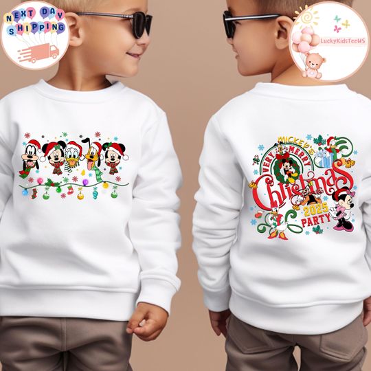 Mickey's Very Merry Christmas Party 2025 Sweatshirt, Mickey And Friends Christmas Sweatshirt, Disney Christmas Family Baby Bodysuit