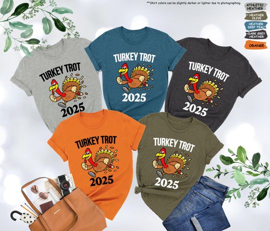 Discover Turkey Trot 2025 Shirt, Family Thanksgiving Tee, Funny Turkey Dinner Gift, Thanksgiving Party, Thankful Tee, Fall Vibes, Turkey Lover Gift