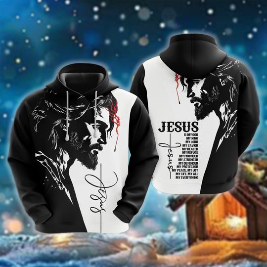Discover Jesus Is My God Hoodie, Savior Pullover, Christian Merch, Religious Gift, Jesus God List Sweatshirt, Faith Apparel for Him Her