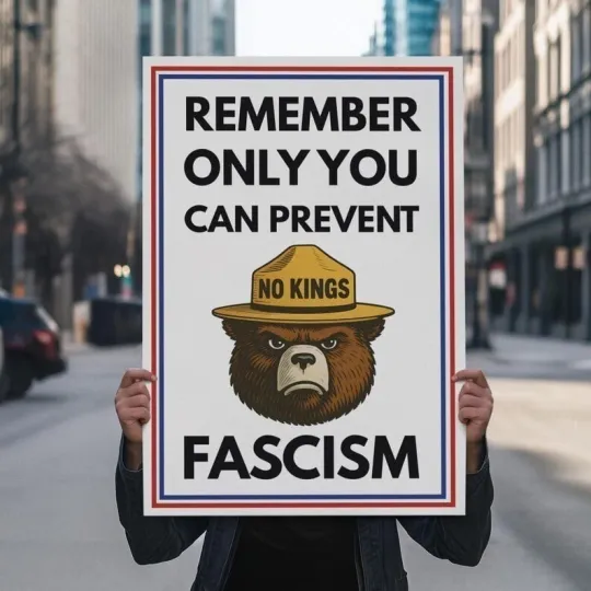 Discover Bear Refuse Fascism Rally Sign POSTER, Anti Trump Poster, For No Kings March.