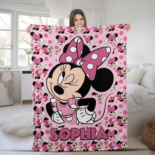 Discover Personalized Minnie Mouse Blanket/Minnie Mouse Fleece Blanket/Mickey Minnie Mouse Magic Kingdom Birthday Gifts Blanket OGYC15