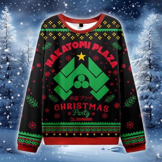 Discover Nakatomi Plaza Christmas Ugly Sweater, Die Hard Movie Ugly Xmas Jumper, Retro 1988 Holiday Sweater, Funny Christmas Gift for Him Her
