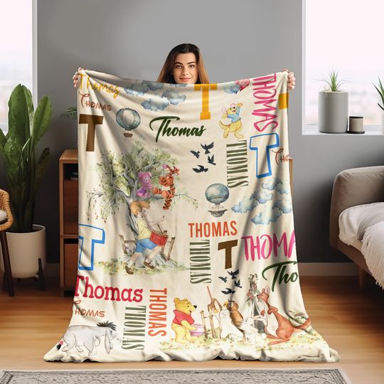 Discover Personalized Winnie The Pooh Blanket/Pooh Bear Blanket/Winnie The Pooh And Friends Blanket/Tigger Piglet Eeyore Blanket/Cartoon Pooh OGTT42