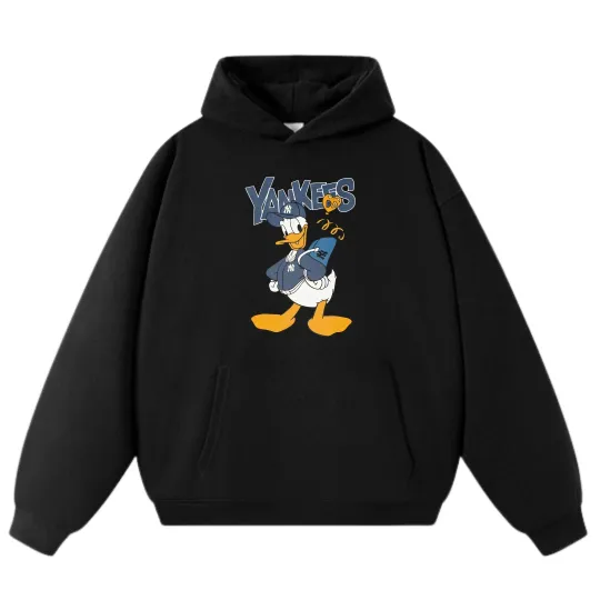 Discover Disney Donald Duck Yankees Themed Sweatshirts，Unisex Trendy Loose Hoodie