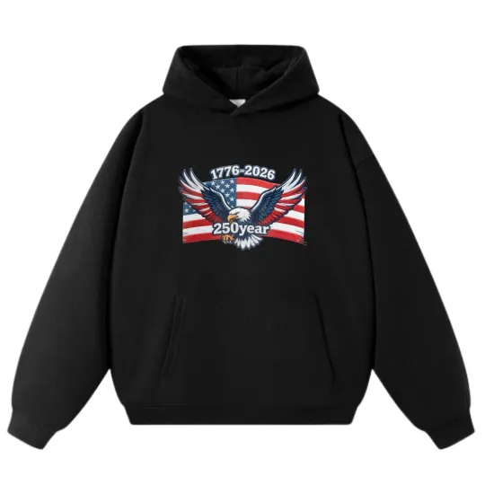 Discover 1776 - 2026 250th Anniversary American Eagle & US Flag Hoodie
