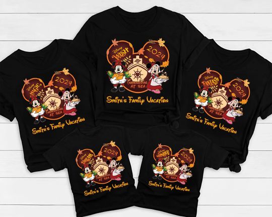 Discover Personalized Disney Cruise Line Thanksgiving At Sea 2025 Shirt, Disney Mickey And Friends Thanksgiving Shirt, Disney Family Cruise Trip 2025