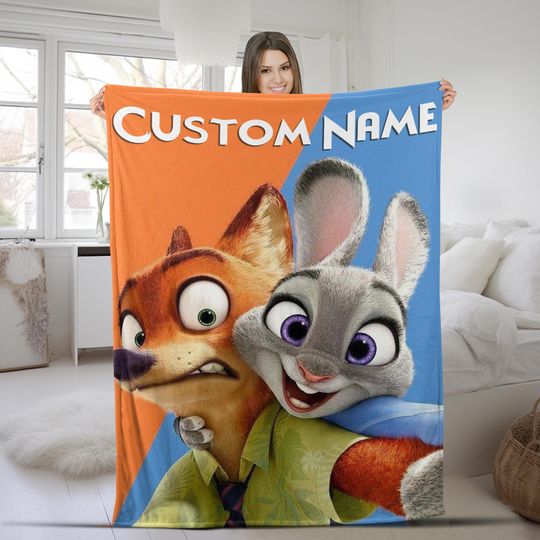 Discover Zootopia Blanket, Personalized Custom Name Blanket, Flannel Ultra-Soft Throws Home Decor Bedding Custom Gift SKZ503