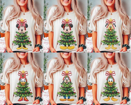 Discover Vintage Christmas Tree Mickey And Friends Shirt, Disney Christmas Tree Shirt, Disney Christmas Family Shirts, Very Merry Christmas Shirt