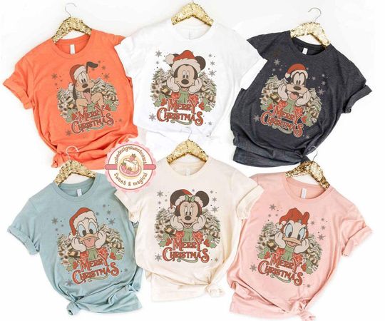 Discover Vintage Mickey and Friends Christmas Family Matching Shirts, Disney Christmas Tee, Mickey Santa Clause Shirt, Mickey's Very Merry Christmas
