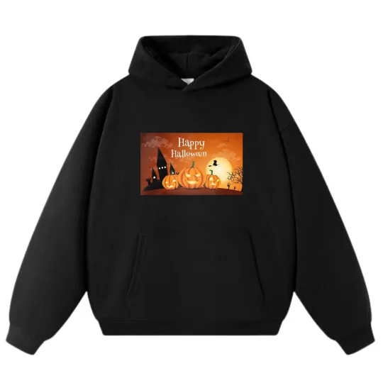 Discover Happy Halloween Pumpkin & Castle Hoodie