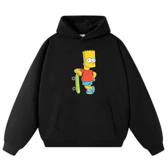 The Simpsons Street Skateboarding - Style Hoodie, Unisex Trendy Loose Pullover