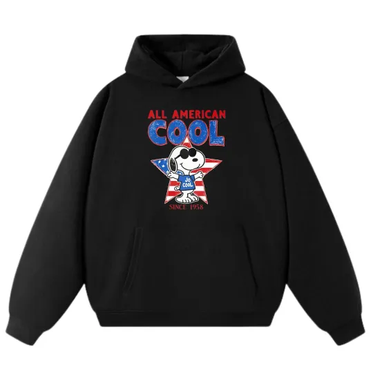 Discover American Cool Snoopy Cartoon Casual Hoodie,Unisex in Black and Gray Sweatshirt